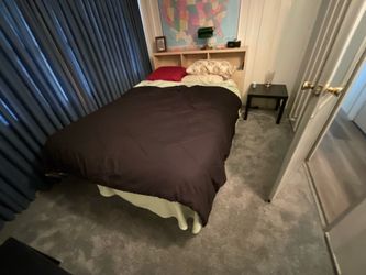 FREE - Queen Comfort Select Air Mattress, Frame and Headboard and Bedding