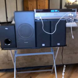 Home Theater System 2 Jbl Speakers 1 Samsung 8 Inch Sub 1 TCL 6.5 Inch Sub Panasonic Av Control Receiver SA-HT40