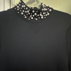 Black Dress With Pearls Neckline
