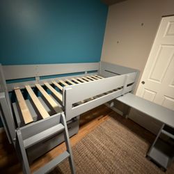 Twin Bunk Bed With Desk And Shelf