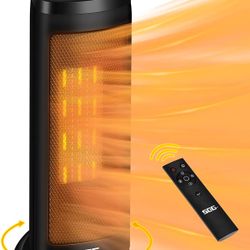 Space Heater for Indoor Use, Electric Heaters, SEG Direct 1500W Ceramic Heater with Remote Control, Adjustable Thermostat, Oscillating and 12H Timer,
