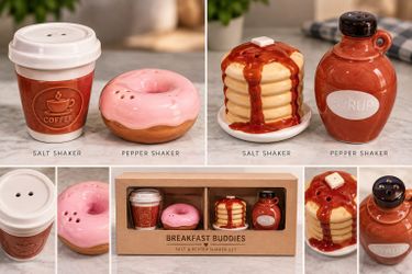 Breakfast Buddies Ceramic Salt & Pepper Shaker Set