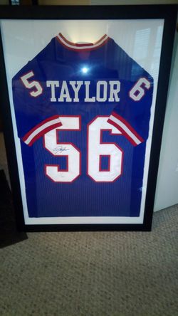 Lawrence Taylor custom framed sighned jersey with JSA letter of authenticity
