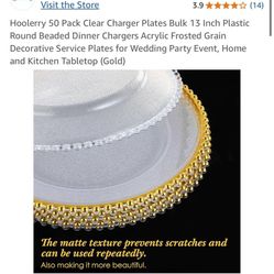 Gold Serving Plates X50 Gold And Clear  With Rings