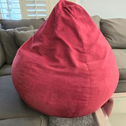 Red XL Bean Bag Chair Faux Suede Ultrasuede