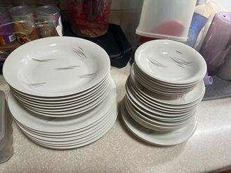 White Ceramic Plate Set with Accent European