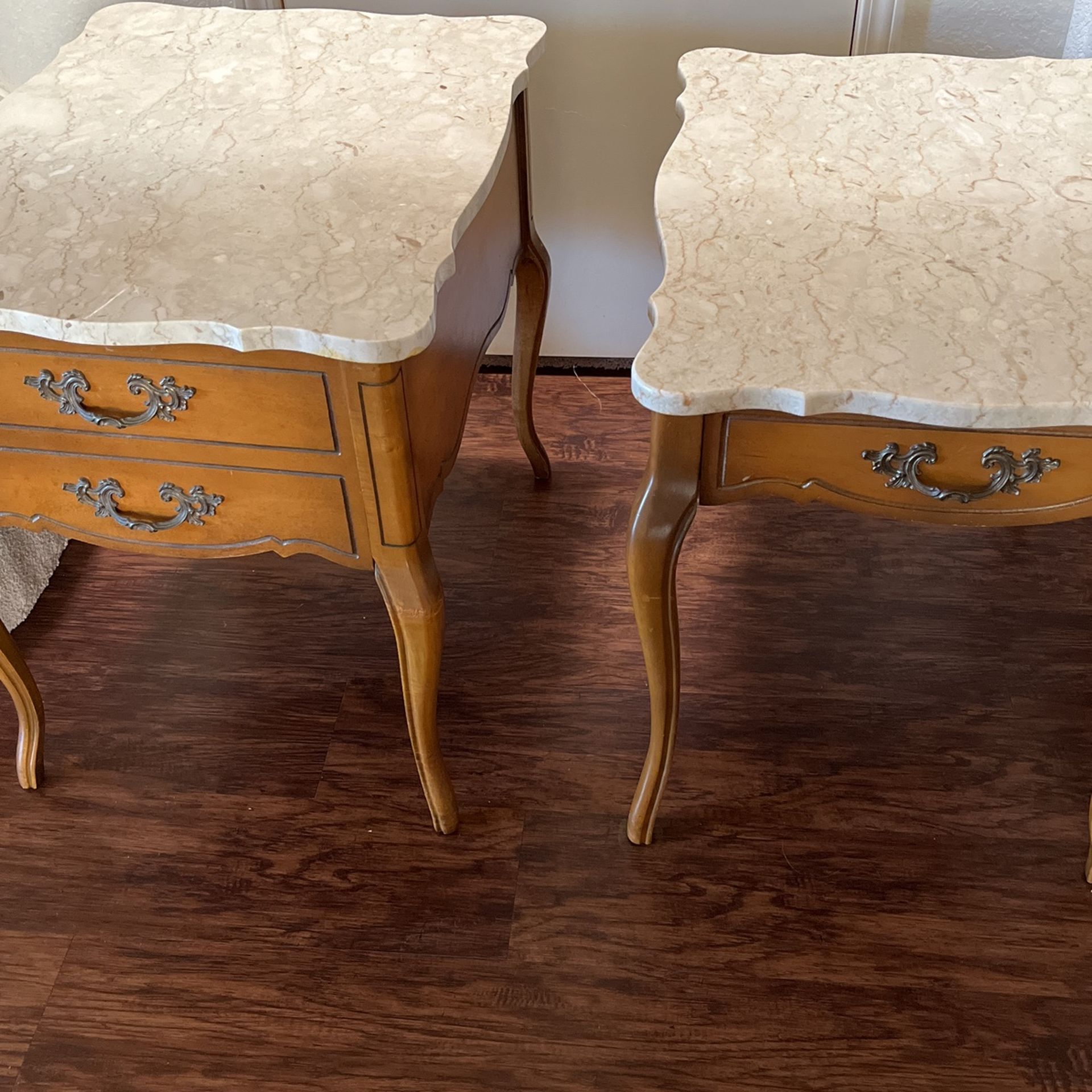 2 End Tables With Marble On Top