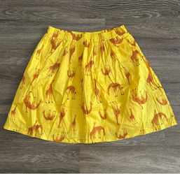 ModCloth Yellow Giraffe Print A-Line Skirt High Rise Elastic Waist Size L