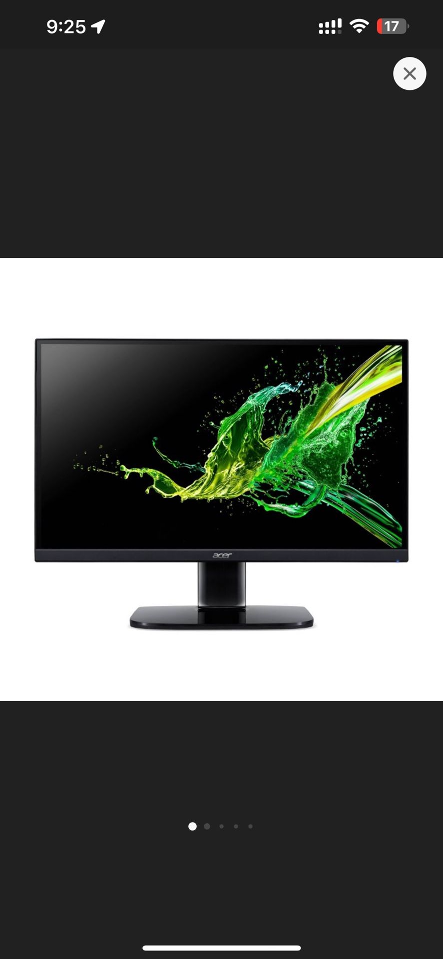 Acer 23.8" Full HD Computer Monitor. AMD FreeSync, 100Hz Refresh Rate (HDMI & VGA) - KB242Y Ebi