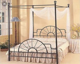 King Metal Canopy Bed Frame.