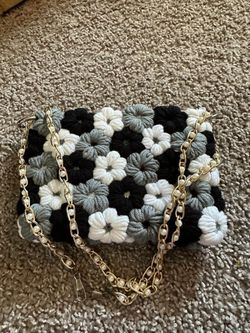 HANDMADE CUSTOM PURSE. REAL COTTON FLOWERS DESIGN