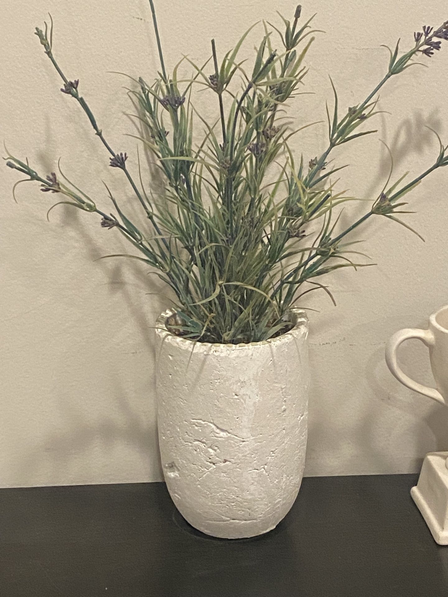 Beautiful Faux Plant In The Rustic White Ceramic Pot  H13.5” Perfect For Modern Farmhouse Decor 