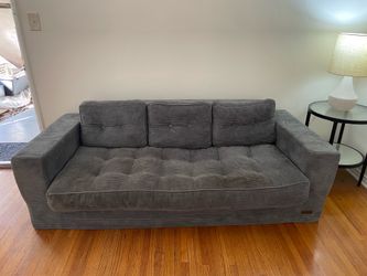 Gray Corduroy Tufted 3-Seat Sofa