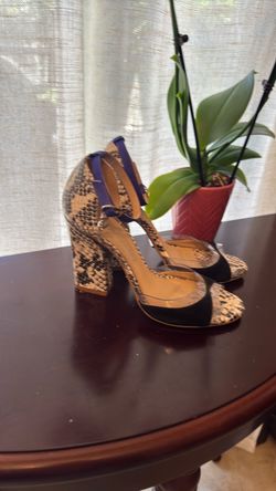 Carmini Snakeskin Print Block Heel Sandals Size EUR 34