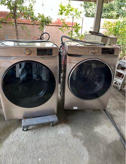 Samsung Smart Front-Load Washer's & Dryer set finished in a champagne tone