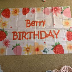 Berry Birthday Banner And Table Cloths