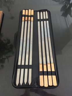 Kebab Skewers - 23" Flat Stainless Steel Metal