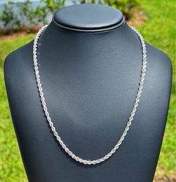 Jewelry 10k solid white gold Rope necklace chain 24.50" 4.00mm width