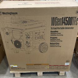 Westinghouse 18,000/14,500-Watt Tri-Fuel Gas, Propane, Natural Gas Powered Portable Generator with Remote Electric Start, 50A Outlet $2699 plus tax at