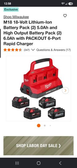 Milwaukee M18 Battery Pack & PACKOUT Rapid Charger Bundle