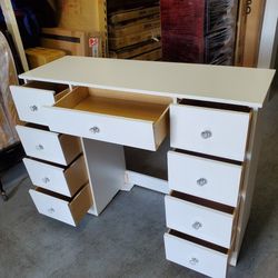 New 9 Drawer Vanity Desk Color White