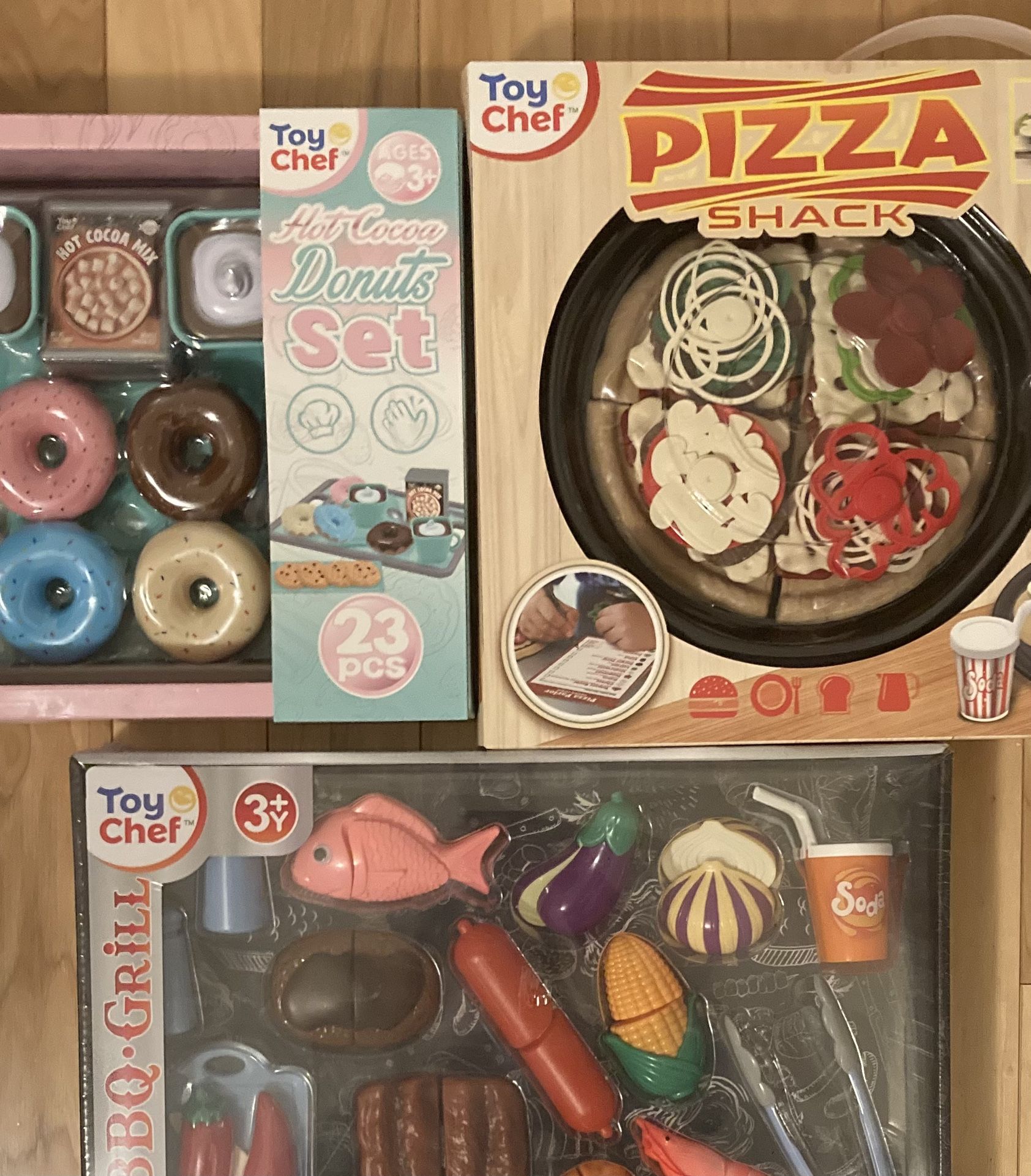 Brand new Toy Chef, BBQ Grill & Hot Cocoa Donuts Sets