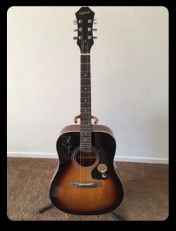 New Acoustic Epiphone Guitar Signed by Tracy Byrd
