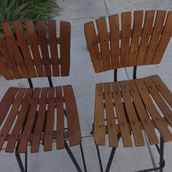 Arthur Umanoff Rare set Of Vintage MCM Wooden Slayted METAL counter Bar Stools