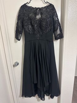 Formal Black Lace & Chiffon Gown w/ Corset Back – Size 14
