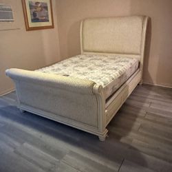 Queen Rattan Wood Bed Frame