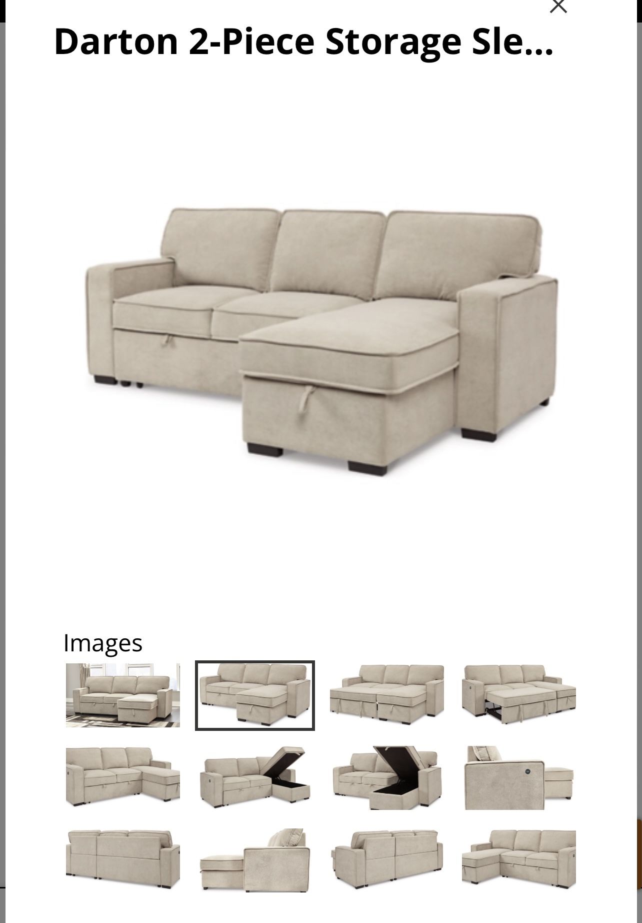 Darton 2 Piece Storage Sleeper Sectional