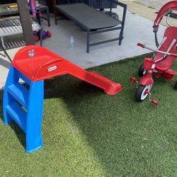 Small Kids Slide And Radio Flyer Bike 