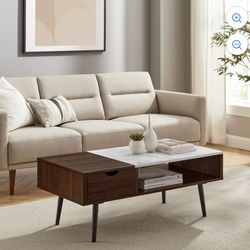 Coffee Table MCM Marble Wood