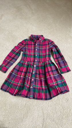 Ralph Lauren Kids - pink blue green tartan check cotton dress for girls age 4 - new