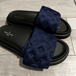 Navy Blue Louis Vuitton Women’s Slides