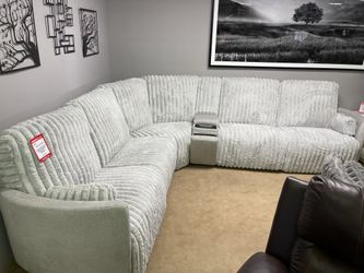 Fog Corduroy 6-Piece Power Reclining Sectional w/ Storage Console