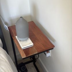 Wooden Side Table W USB Outlets