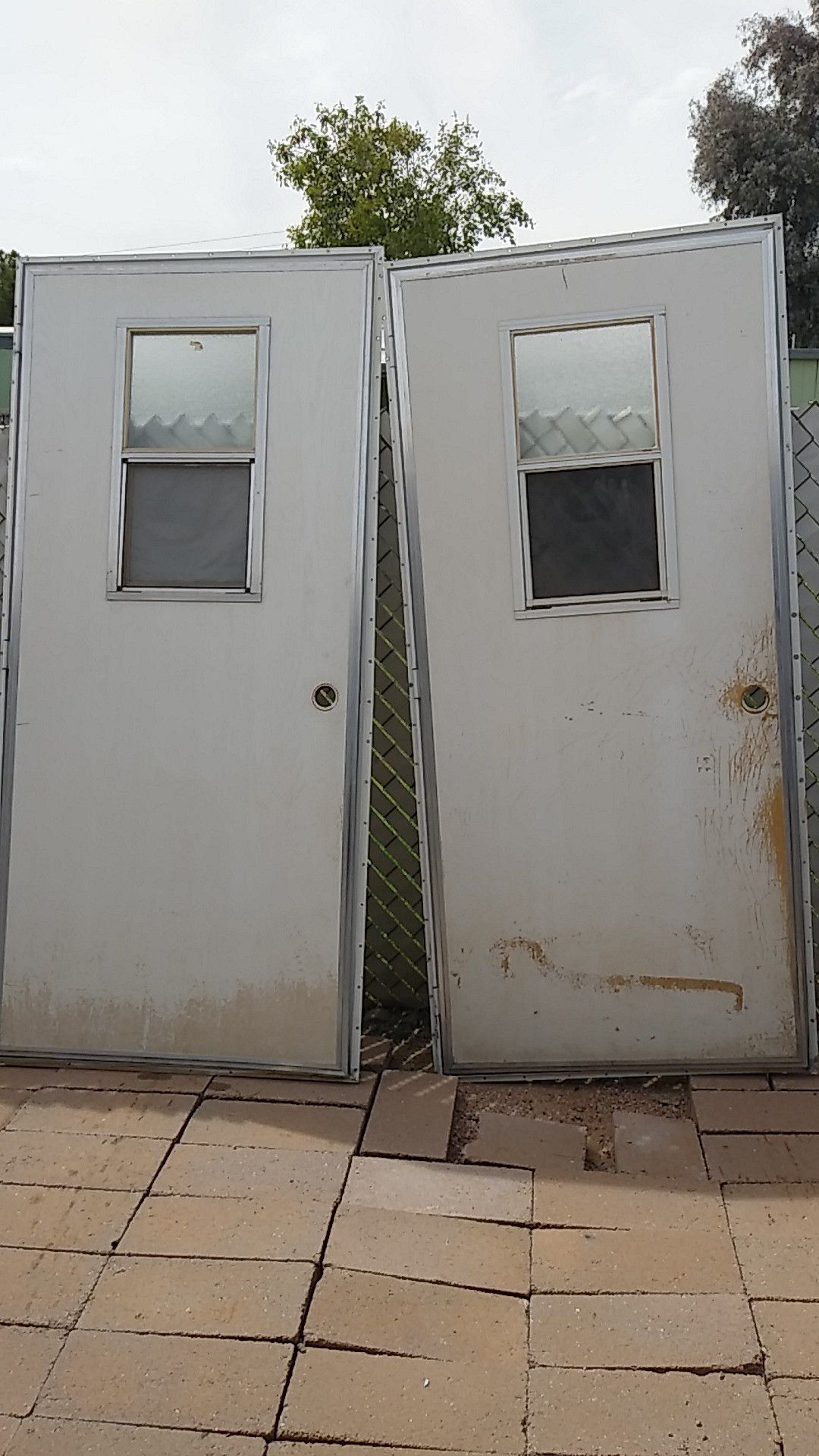 2 36x80 used exterior mobile home doors or shed doors with frame