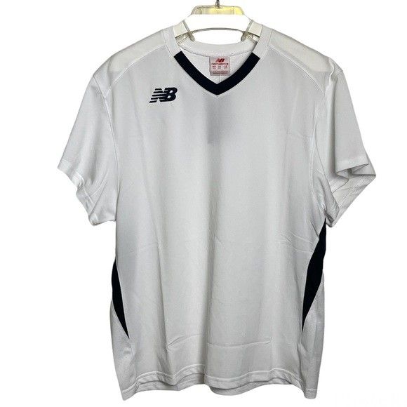 New Balance V Neck Black White T Tee Shirt Top Short Sleeve Men's Size S M Small Medium 