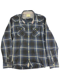 Flag & Anthem Dry Goods Pearl Snap Shirt Men's XLarge Plaid Long Sleeve Country