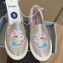 New Girl Unicorn Sparkle Slip Ons Size 9