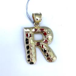 10Kt Yellow Gold Puff Nugget Letter R Pendant 2.90g 197062/15