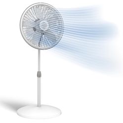 Lasko Oscillating Pedestal Fan - Lasko Fan with Adjustable Height and 3 Cooling Speeds, Portable, 18", White, 1820