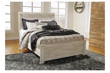 Queen bed frame, mattress & 2 side tables
