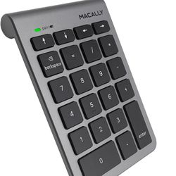 Macally 22 Keys Bluetooth Wireless Number Pad for Laptop and Desktop -10 Key Bluetooth Numeric Keypad with Arrow Keys for Easy Data Entry - Number Key