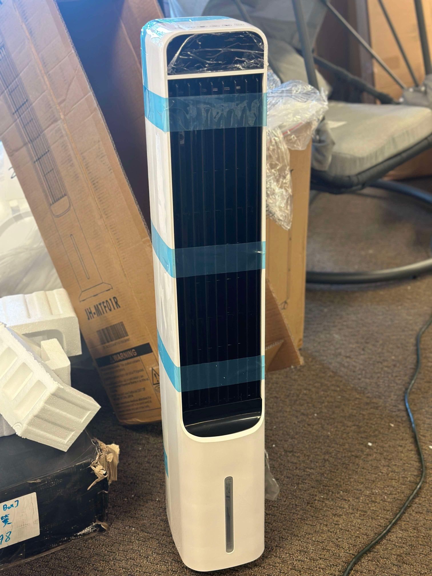 39 Inch Swamp Cooler, Evaporative Air Cooler with 4 Ice Packs and Remote Control, 80° Oscillation, 3 Speeds, 3 Modes, Cooling Fan Blowing Air