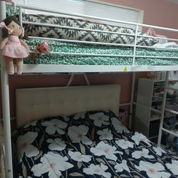White Bunk Bed Twin Over Full And Headboard
