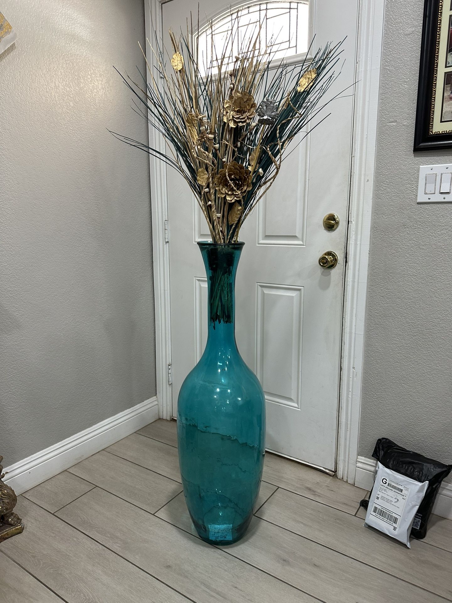 Tall Teal Vase 40 Inches