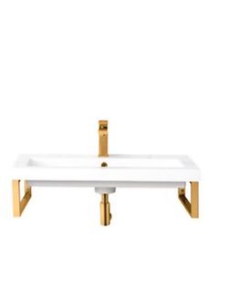 James Martin Vanities Boston Resin 31.5-in Wall-mount Rectangular Transitional Radiant Gold Bathroom Sink