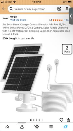 2 5W Solar Panel Chargers compatible with Arlo 5 Cameras